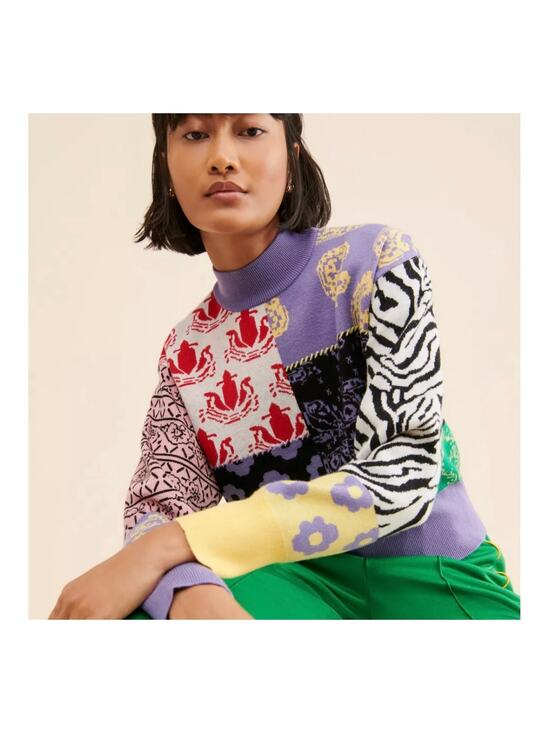 Steve Madden Sweaters - Steve Madden x BB Dakota Mixtape Mock Neck Sweater Colorblock DIY Crop Eclectic